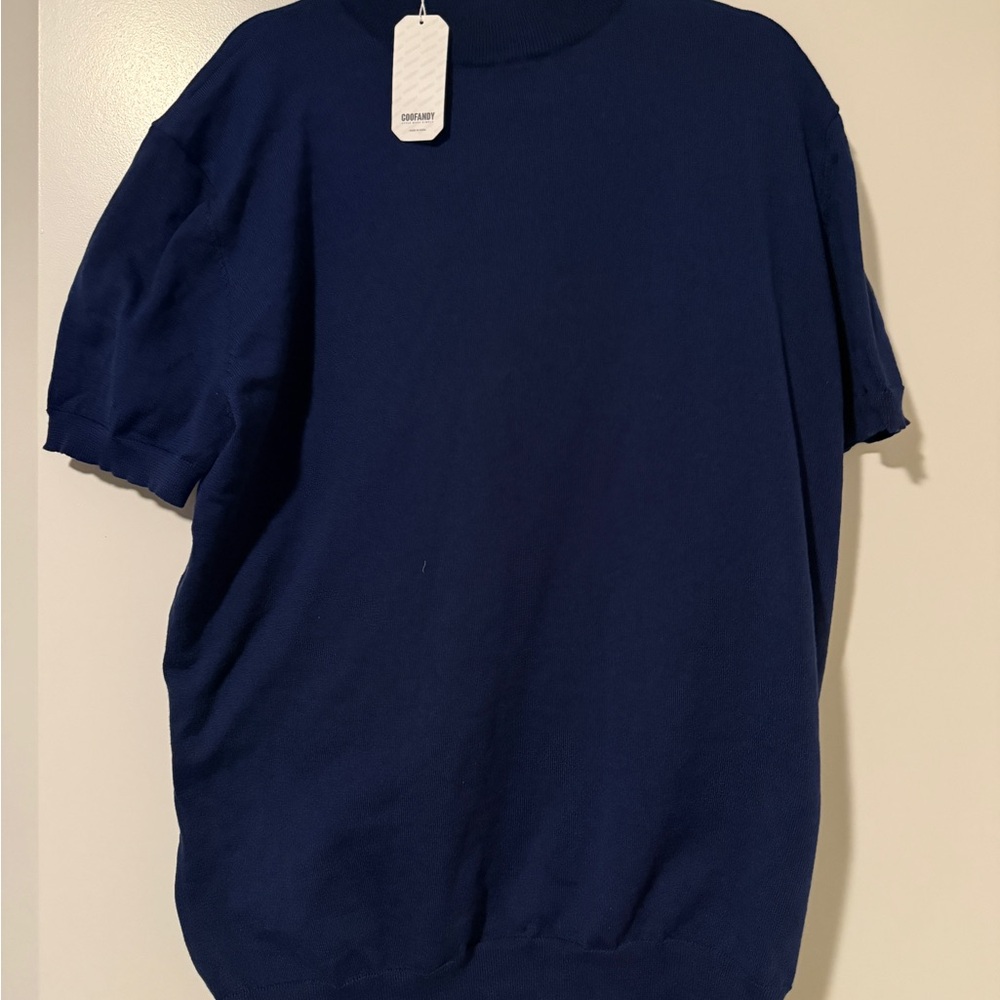 Men's Blue Mockneck Shirt